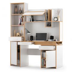 Вуди Компоновка № 01, цвет белый премиум/дуб крафт золотой, ШхГхВ 156х65х190 см., НЕ универсальная сборка | фото 3