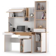 Вуди Компоновка № 01, цвет белый премиум/дуб крафт золотой, ШхГхВ 156х65х190 см., НЕ универсальная сборка | фото 6