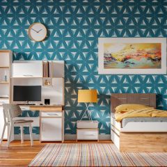 Вуди Компоновка № 01, цвет белый премиум/дуб крафт золотой, ШхГхВ 156х65х190 см., НЕ универсальная сборка | фото 7