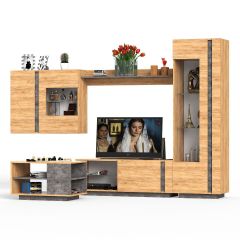 Арчи № 09, цвет дуб крафт золотой/камень тёмный, ниша для ТВ 130х41х110 см., НЕ универсальная сборка | фото 2