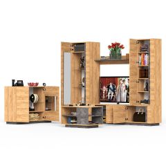 Арчи № 06, цвет дуб крафт золотой/камень тёмный, ниша для ТВ 110х41х100 см., НЕ универсальная сборка | фото 3