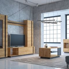 Арчи № 06, цвет дуб крафт золотой/камень тёмный, ниша для ТВ 110х41х100 см., НЕ универсальная сборка | фото 4