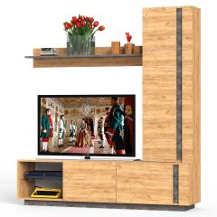 Арчи № 02, цвет дуб крафт золотой/камень тёмный, ШхГхВ 180х41,3х193,7 см., ниша для ТВ 110х41х100 см., универсальная сборка | фото 2