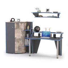 Индиго Компоновка № 2, цвет тёмно серый/граффити, ШхГхВ 235,4х70х150 см., НЕ универсальная сборка | фото 2