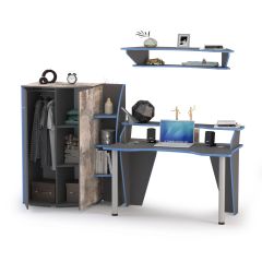 Индиго Компоновка № 2, цвет тёмно серый/граффити, ШхГхВ 235,4х70х150 см., НЕ универсальная сборка | фото 3