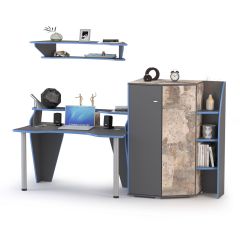 Индиго Компоновка № 2, цвет тёмно серый/граффити, ШхГхВ 235,4х70х150 см., НЕ универсальная сборка | фото 4