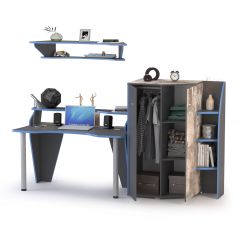 Индиго Компоновка № 2, цвет тёмно серый/граффити, ШхГхВ 235,4х70х150 см., НЕ универсальная сборка | фото 8
