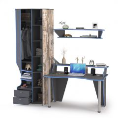 Индиго Компоновка № 1, цвет тёмно серый/граффити, ШхГхВ 210,3х70х219,6 см., НЕ универсальная сборка | фото 2