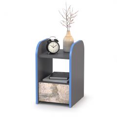 Индиго Тумба прикроватная 13.86, цвет тёмно серый/граффити, ШхГхВ 30х35,3х50,3 см. | фото 3