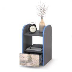 Индиго Тумба прикроватная 13.86, цвет тёмно серый/граффити, ШхГхВ 30х35,3х50,3 см. | фото 4