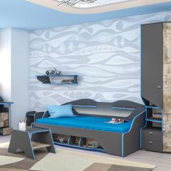 Индиго Тумба прикроватная 13.86, цвет тёмно серый/граффити, ШхГхВ 30х35,3х50,3 см. | фото 8