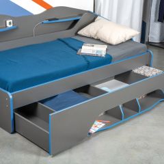 Индиго Кровать 11.03, цвет тёмно серый/граффити, ШхГхВ 205х112,5х83,1 см., сп. м. 900х2000 мм., б/м, б/о, можно устан. подсветку 11.03 (L=2000 мм.) | фото 6
