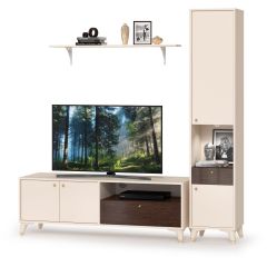 Миндаль Гостиная 03, цвет миндаль/МДФ венге глянец, ШхГхВ 193х47,5х194,9 см., универсальная сборка | фото 2