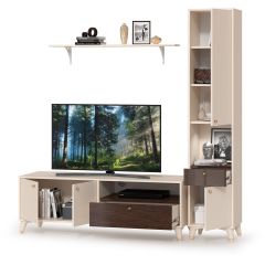 Миндаль Гостиная 03, цвет миндаль/МДФ венге глянец, ШхГхВ 193х47,5х194,9 см., универсальная сборка | фото 3