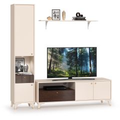 Миндаль Гостиная 03, цвет миндаль/МДФ венге глянец, ШхГхВ 193х47,5х194,9 см., универсальная сборка | фото 5