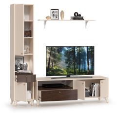 Миндаль Гостиная 03, цвет миндаль/МДФ венге глянец, ШхГхВ 193х47,5х194,9 см., универсальная сборка | фото 7