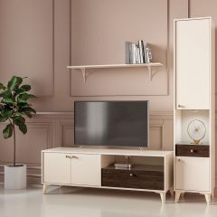 Миндаль Гостиная 03, цвет миндаль/МДФ венге глянец, ШхГхВ 193х47,5х194,9 см., универсальная сборка | фото 11