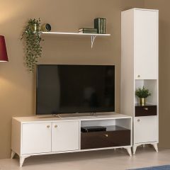 Миндаль Гостиная 03, цвет миндаль/МДФ венге глянец, ШхГхВ 193х47,5х194,9 см., универсальная сборка | фото 13