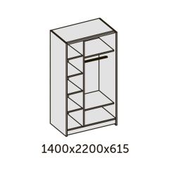 ИННЭС-5 Шкаф-купе 2-х дв. 1400 (2дв. Ф1 - ЛДСП белый глянец) | фото 2