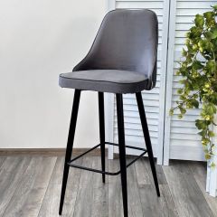 Барный стул NEPAL-BAR СЕРЫЙ #27, велюр/ черный каркас (H=78cm) М-City | фото 5