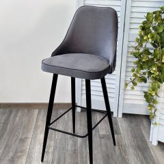 Барный стул NEPAL-BAR СЕРЫЙ #27, велюр/ черный каркас (H=78cm) М-City | фото 6