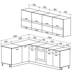 ТЕХНО Кухонный гарнитур угловой 2,4х1,6 м Компоновка №4 | фото 4