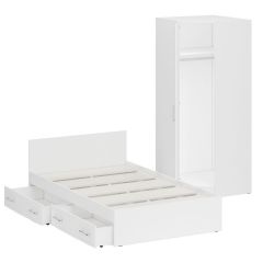 Кровать с ящиками 1200 + Шкаф угловой Стандарт, цвет белый, ШхГхВ 123,5х203,5х70 + 81,2х81,2х200 см., сп.м. 1200х2000 мм., без матраса, основание есть | фото 4