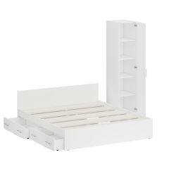 Кровать с ящиками 1800 + Пенал Стандарт, цвет белый, ШхГхВ 183,5х203,5х70 + 45х52х200 см., сп.м. 1800х2000 мм., без матраса, основание есть | фото 5