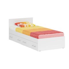 Кровать с ящиками 0900 + Шкаф 2-х створчатый Стандарт, цвет белый, ШхГхВ 93,5х203,5х70 + 90х52х200 см., сп.м. 900х2000 мм., б/м, основание есть | фото 6