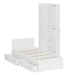 Кровать с ящиками 0900 + Пенал Стандарт, цвет белый, ШхГхВ 93,5х203,5х70 + 45х52х200 см., сп.м. 900х2000 мм., без матраса, основание есть | фото 9
