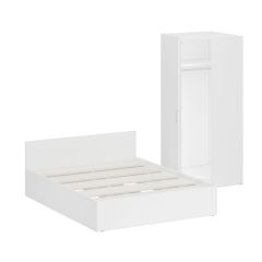 Кровать 1600 + Шкаф угловой Стандарт, цвет белый, ШхГхВ 163,5х203,5х70 + 81,2х81,2х200см., сп.м. 1600х2000 мм., без матраса, основание есть | фото 4