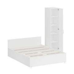 Кровать 1600 + Пенал Стандарт, цвет белый, ШхГхВ 163,5х203,5х70 + 45х52х200 см., сп.м. 1600х2000 мм., без матраса, основание есть | фото 5