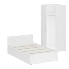Кровать 1200 + Шкаф угловой Стандарт, цвет белый, ШхГхВ 123,5х203,5х70 + 81,2х81,2х200см., сп.м. 1200х2000 мм., без матраса, основание есть | фото 4