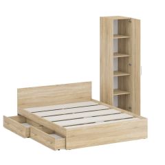 Кровать с ящиками 1600 + Пенал Стандарт, цвет дуб сонома, ШхГхВ 163,5х203,5х70 + 45х52х200 см., сп.м. 1600х2000 мм., без матраса, основание есть | фото 4