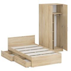Кровать с ящиками 1200 + Шкаф 2-х створчатый Стандарт, цвет дуб сонома, ШхГхВ 123,5х203,5х70 + 90х52х200 см., сп.м. 1200х2000 мм., б/м, основание есть | фото 4