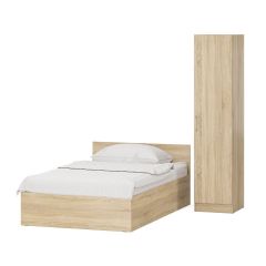Кровать с ящиками 1200 + Пенал Стандарт, цвет дуб сонома, ШхГхВ 123,5х203,5х70 + 45х52х200 см., сп.м. 1200х2000 мм., без матраса, основание есть | фото 4