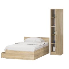 Кровать с ящиками 1200 + Пенал Стандарт, цвет дуб сонома, ШхГхВ 123,5х203,5х70 + 45х52х200 см., сп.м. 1200х2000 мм., без матраса, основание есть | фото 6