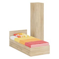 Кровать с ящиками 0900 + Пенал Стандарт, цвет дуб сонома, ШхГхВ 93,5х203,5х70 + 45х52х200 см., сп.м. 900х2000 мм., без матраса, основание есть | фото 2