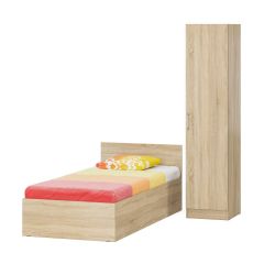 Кровать с ящиками 0900 + Пенал Стандарт, цвет дуб сонома, ШхГхВ 93,5х203,5х70 + 45х52х200 см., сп.м. 900х2000 мм., без матраса, основание есть | фото 5