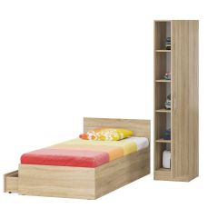 Кровать с ящиками 0900 + Пенал Стандарт, цвет дуб сонома, ШхГхВ 93,5х203,5х70 + 45х52х200 см., сп.м. 900х2000 мм., без матраса, основание есть | фото 6