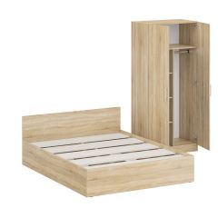 Кровать 1600 + Шкаф 2-х створчатый Стандарт, цвет дуб сонома, ШхГхВ 163,5х203,5х70 + 90х52х200 см., сп.м. 1600х2000 мм., без матраса, основание есть | фото 4