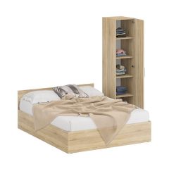 Кровать 1600 + Пенал Стандарт, цвет дуб сонома, ШхГхВ 163,5х203,5х70 + 45х52х200 см., сп.м. 1600х2000 мм., без матраса, основание есть | фото 2