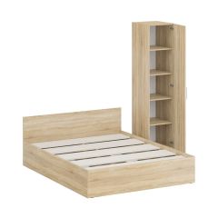 Кровать 1600 + Пенал Стандарт, цвет дуб сонома, ШхГхВ 163,5х203,5х70 + 45х52х200 см., сп.м. 1600х2000 мм., без матраса, основание есть | фото 4