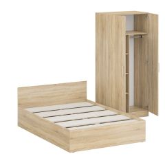 Кровать 1400 + Шкаф 2-х створчатый Стандарт, цвет дуб сонома, ШхГхВ 143,5х203,5х70 + 90х52х200 см., сп.м. 1400х2000 мм., без матраса, основание есть | фото 3