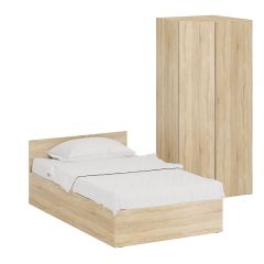 Кровать 1200 + Шкаф угловой Стандарт, цвет дуб сонома, ШхГхВ 123,5х203,5х70 + 81,2х81,2х200см., сп.м. 1200х2000 мм., без матраса, основание есть | фото 2