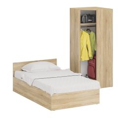 Кровать 1200 + Шкаф угловой Стандарт, цвет дуб сонома, ШхГхВ 123,5х203,5х70 + 81,2х81,2х200см., сп.м. 1200х2000 мм., без матраса, основание есть | фото 3