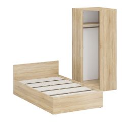Кровать 1200 + Шкаф угловой Стандарт, цвет дуб сонома, ШхГхВ 123,5х203,5х70 + 81,2х81,2х200см., сп.м. 1200х2000 мм., без матраса, основание есть | фото 4