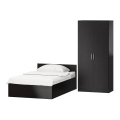 Кровать с ящиками 1200 + Шкаф 2-х створчатый Стандарт, цвет венге, ШхГхВ 123,5х203,5х70 + 90х52х200 см., сп.м. 1200х2000 мм., б/м, основание есть | фото 4