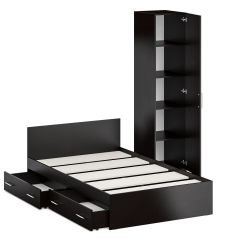 Кровать с ящиками 1200 + Пенал Стандарт, цвет венге, ШхГхВ 123,5х203,5х70 + 45х52х200 см., сп.м. 1200х2000 мм., без матраса, основание есть | фото 9