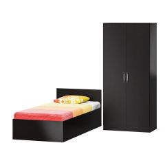 Кровать с ящиками 0900 + Шкаф 2-х створчатый Стандарт, цвет венге, ШхГхВ 93,5х203,5х70 + 90х52х200 см., сп.м. 900х2000 мм., б/м, основание есть | фото 4